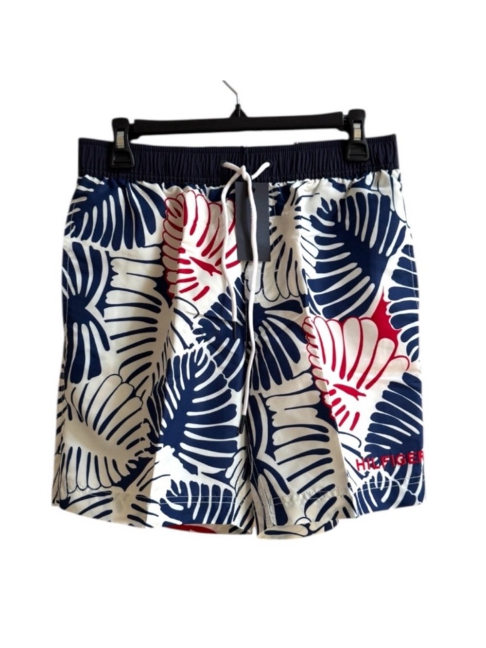 Tommy Hilfiger Mens Blue and Red Swim Trunks Inseam 7”